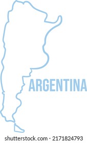 Linear blaue Argentinienkarte. isoliert 