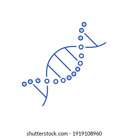 linear blue dna molecule icon. concept of genetic engineering, study of the structure of the genome, change, cloning, biotechnology. graphic design, simple element isolated on white background