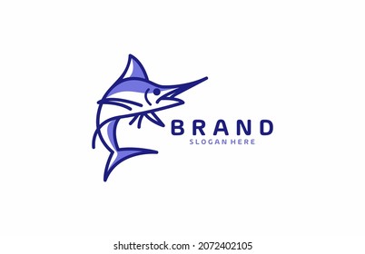 Linear Blue Marlin Fish Logo