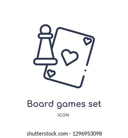 Linear board games set icon from Entertainment outline collection. Thin line board games set icon isolated on white background. board games set trendy illustration