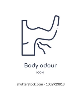 Linear body odour icon from Hygiene outline collection. Thin line body odour icon isolated on white background. body odour trendy illustration