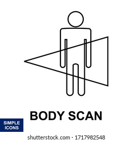 Icono de escaneo de cuerpo lineal. Un esbozo del concepto moderno de escaneo corporal sobre un fondo blanco de la colección de Inteligencia Artificial y Tecnología Futura.
