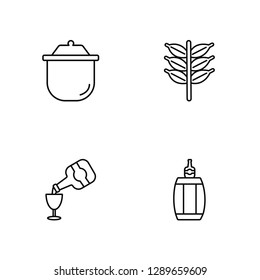 Linear Boiling, Beer, Grain, Beer Vector Illustration Of 4 outline Icons. Editable Pack Of Boiling, Beer, Grain, Beer