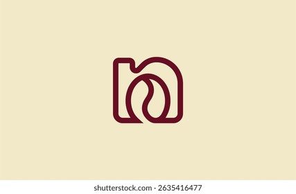 Linear bold Letter N and Coffee beans. Coffee shop, food and eatery, aesthetic concept.