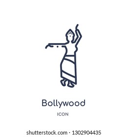 Linear bollywood icon from India outline collection. Thin line bollywood icon isolated on white background. bollywood trendy illustration