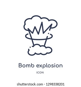 Linear bomb explosion icon from Meteorology outline collection. Thin line bomb explosion icon isolated on white background. bomb explosion trendy illustration