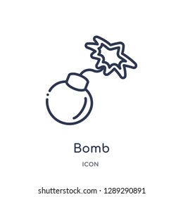 Linear bomb icon from Army and war outline collection. Thin line bomb vector isolated on white background. bomb trendy illustration