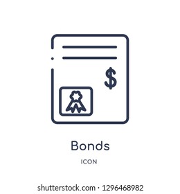 Linear bonds icon from Cryptocurrency economy and finance outline collection. Thin line bonds icon vector isolated on white background. bonds trendy illustration