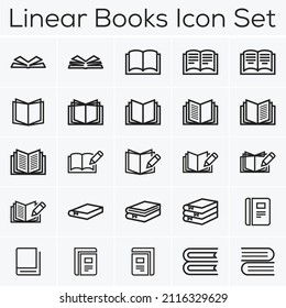 Linear Books Icon Set Vector Line Shape Design 