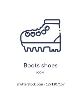 Linear boots shoes icon from Camping outline collection. Thin line boots shoes vector isolated on white background. boots shoes trendy illustration