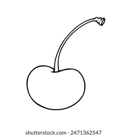 Linear botanical sketch, outline of cherry berries. Vector graphics.