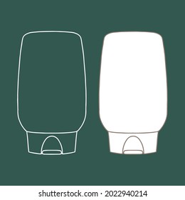 Linear bottle of shampoo, balsam, cream, lotion or other cosmetic product. Cosmetic. Vector illustration.