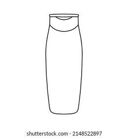 Linear bottle of shampoo, balsam, cream, or other cosmetic product. Cosmetic. Vector illustration.