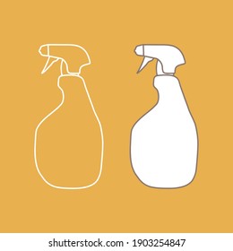 Linear bottle with spray mockup. Sprayer detergent outline vector icon. Vector stock illustration.