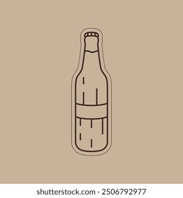 Linear bottle vector. Glass bottle outline vector sticker. Beverage container vector icon. Stylish bottle in linear style vector.