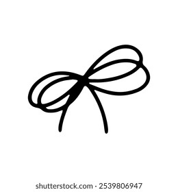 Linear bow. Vector icon of ribbon for gift box hand drawn