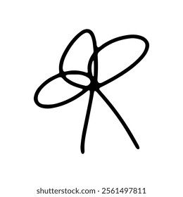Linear bow. Vector icon of ribbon for gift box hand drawn isolated