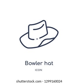 Linear bowler hat icon from Luxury outline collection. Thin line bowler hat icon isolated on white background. bowler hat trendy illustration