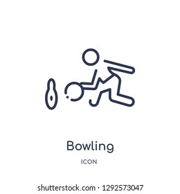 Linear bowling icon from Free time outline collection. Thin line bowling icon vector isolated on white background. bowling trendy illustration