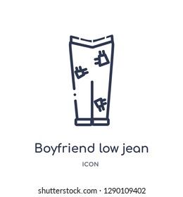 Linear boyfriend low jean icon from Clothes outline collection. Thin line boyfriend low jean vector isolated on white background. boyfriend low jean trendy illustration