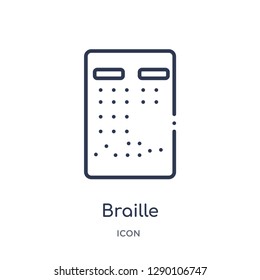 Linear braille icon from Comunation outline collection. Thin line braille vector isolated on white background. braille trendy illustration