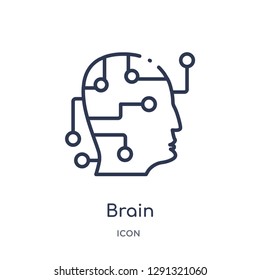 Linear brain icon from Artificial intellegence and future technology outline collection. Thin line brain vector isolated on white background.