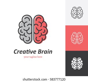 Linear Brain Icon In Vector. Logo Template