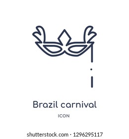 Linear brazil carnival mask icon from Culture outline collection. Thin line brazil carnival mask icon vector isolated on white background. brazil carnival mask trendy illustration