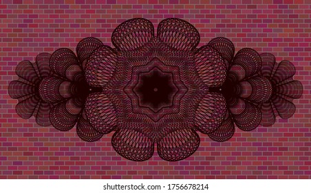 Linear brick stone wall badge. Tiles fancy background. Artistic illustration. 