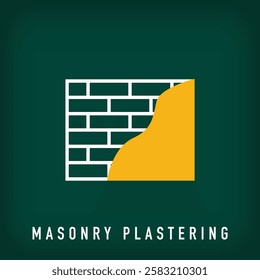 Linear brick and wall plastering logo design. Construction and real estate company logo template. vector