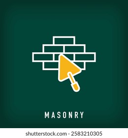 Linear brick and wall plastering logo design. Construction and real estate company logo template. vector