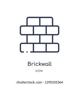 Linear brickwall icon from Construction outline collection. Thin line brickwall vector isolated on white background. brickwall trendy illustration