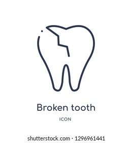 Linear broken tooth icon from Dentist outline collection. Thin line broken tooth icon isolated on white background. broken tooth trendy illustration