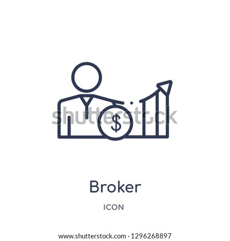 Linear broker icon from Ecommerce and payment outline collection. Thin line broker icon vector isolated on white background. broker trendy illustration