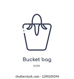 Linear bucket bag icon from Clothes outline collection. Thin line bucket bag vector isolated on white background. bucket bag trendy illustration
