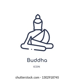Linear buddha icon from India and holi outline collection. Thin line buddha icon isolated on white background. buddha trendy illustration