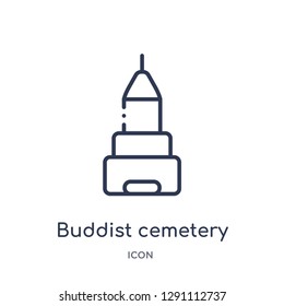 Linear buddist cemetery icon from Buildings outline collection. Thin line buddist cemetery vector isolated on white background. buddist cemetery trendy illustration