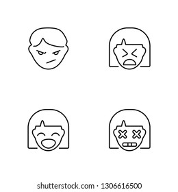 Linear Bully, Desperate, Creepy, Dead Vector Illustration Of 4 outline Icons. Editable Pack Of Bully, Desperate, Creepy, Dead