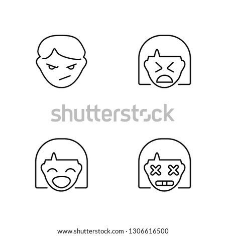 Linear Bully, Desperate, Creepy, Dead Vector Illustration Of 4 outline Icons. Editable Pack Of Bully, Desperate, Creepy, Dead