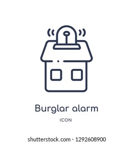 Linear burglar alarm icon from Electronic devices outline collection. Thin line burglar alarm icon vector isolated on white background. burglar alarm trendy illustration - Powered by Shutterstock - Get 15% off with code: PIKWIZARD15
