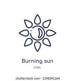 Linear burning sun icon from Meteorology outline collection. Thin line burning sun icon isolated on white background. burning sun trendy illustration