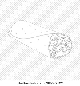 linear burrito vector illustration on a white background