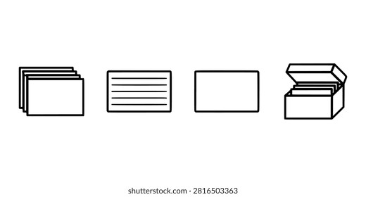 Linear business icons showing data classification records management and filing systems for information storage solutions.