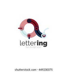 Linear business logo letter. Alphabet initial letters company name concept. Flat thin line segments connected to each other.