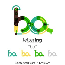 Linear business logo letter. Alphabet initial letters company name concept. Flat thin line segments connected to each other.