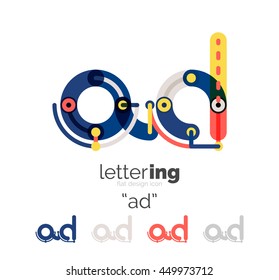 Linear business logo letter. Alphabet initial letters company name concept. Flat thin line segments connected to each other.