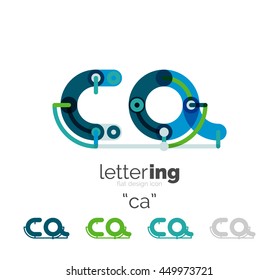 Linear business logo letter. Alphabet initial letters company name concept. Flat thin line segments connected to each other.