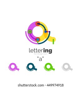 Linear business logo letter. Alphabet initial letters company name concept. Flat thin line segments connected to each other.