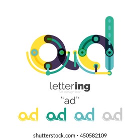 Linear business logo letter. Alphabet initial letters company name concept. Flat thin line segments connected to each other.