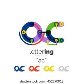 Linear business logo letter. Alphabet initial letters company name concept. Flat thin line segments connected to each other.